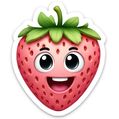 pink strawberry with a cute face  sticker