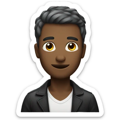 Man with short haor with black cat sticker