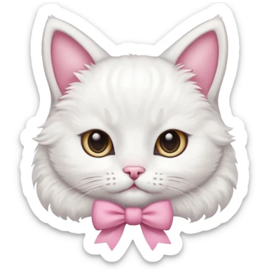 gatita tierna blanca con un monito rosita en una oreja sticker