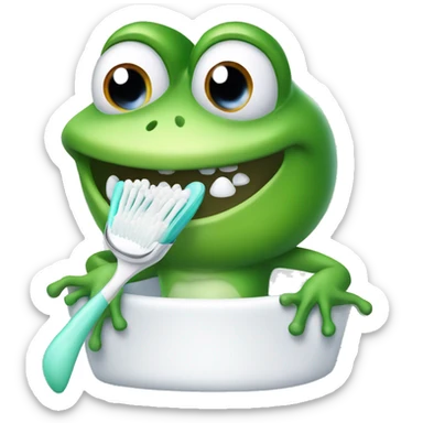 Dental hygiene frog sticker