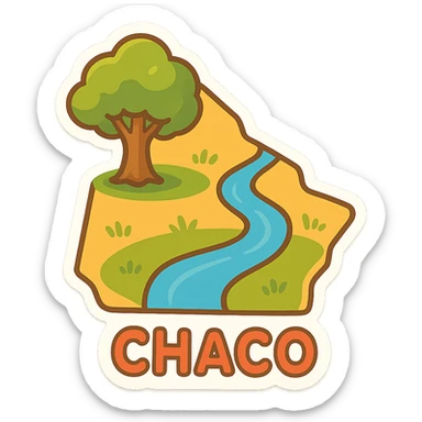 Chaco province of Argentina emoji, stylized map with a tree and river, vibrant minimalistic style sticker