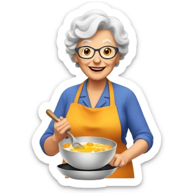 Granny cooking a breakfast sticker