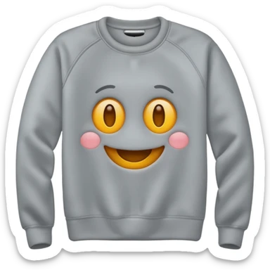 cozy sweatshirt with a happy face, emoji style sticker