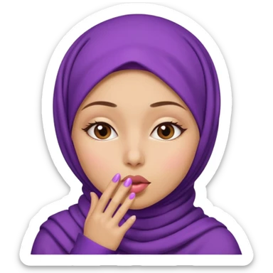 purple hijab girl sending a kiss sticker