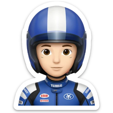 yamaha motorcycle racer with full face helmet sticker
