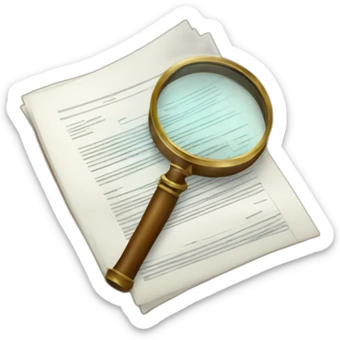 magnifying glass hovering over documents sticker