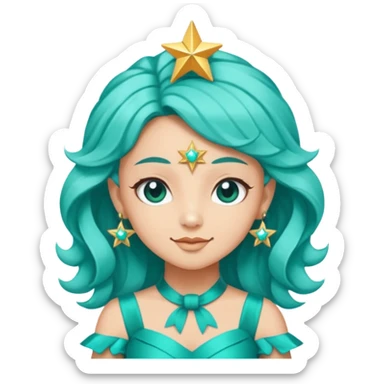 Stella sparkle sprite guardian of sparkle theater star-shaped head and a turquoise dress and ribbon sticker