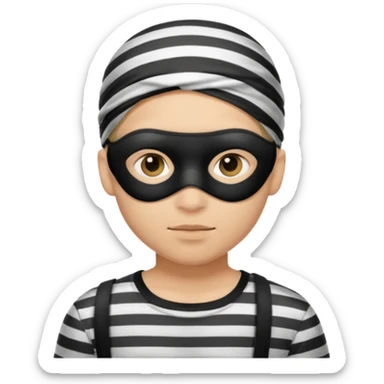 A 3 theif robber emoji,Stripped shirt,eye mask, black head. sticker