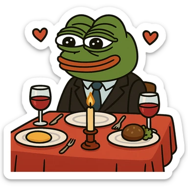 create a pepe on couple dinners, white background sticker