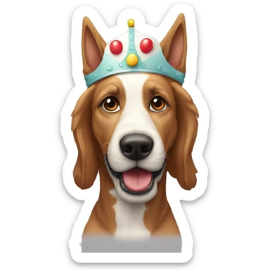 Perro con una corona y cara de payaso sticker