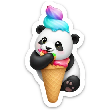 Panda eating ice cream sticker