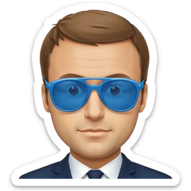 Emmanuel macron with blue sunglassesEmmanuel macron with blue sunglasses sticker