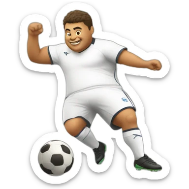 fat soccer player kicking sticker