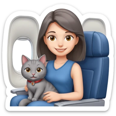 Girl with cat on airplane  sticker
