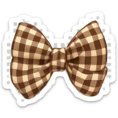 brown gingham print cute bow sticker