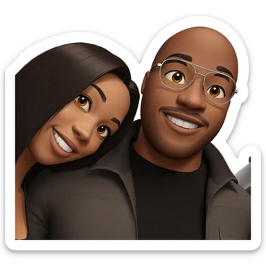 smiling couple in stylish outfits sticker
