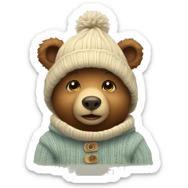 little bear with cozy sweater and a hat sticker