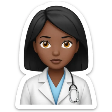 medical woman, with black hair and skin color sticker