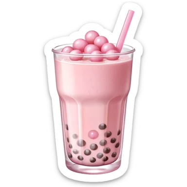 make an emoji for a pink lychee or sakura boba tea sticker
