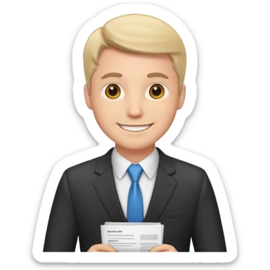 white man showing a resume sticker