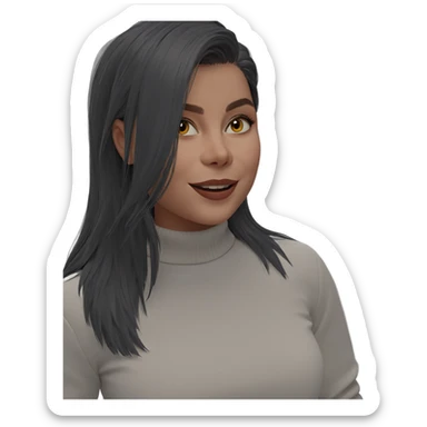 smiling girl in white sweater sticker