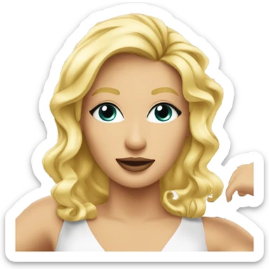 chanteuse blonde sur scène avec un micro et des notes de musique  sticker