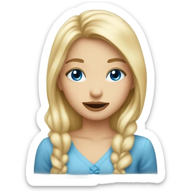 a blonde blue eyed girl sending a kiss sticker