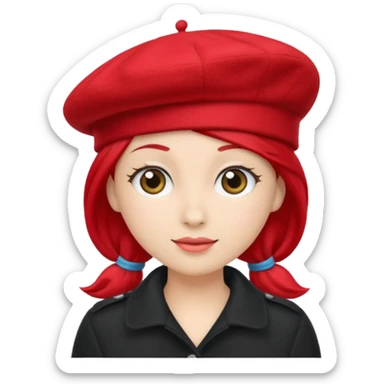Red beret hat sticker