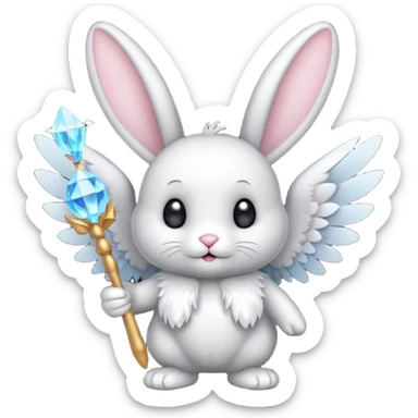 Black bunny with wings and with cristal wand  sticker