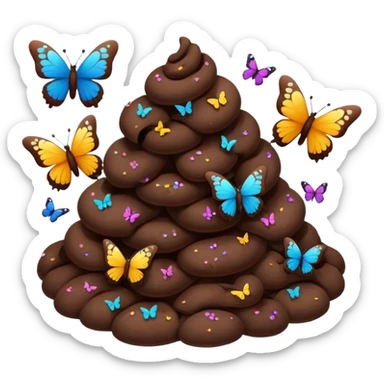 poop with butterflies around it sticker