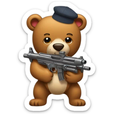 Bear with burger a minigun sticker