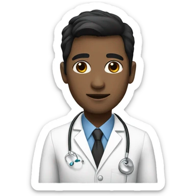 doctor, white skin, black hair, without stethoscope sticker