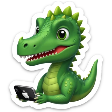 Dinosaur with Iphone looking in with heart eyes sticker
