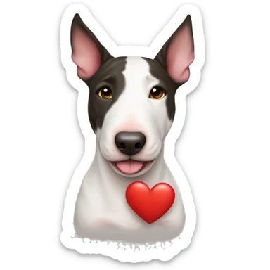 bull terrier with heart sticker