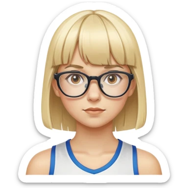 Chica rubia de gafas y flequillo recto haciendo deporte  sticker