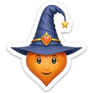 Orange heart with a wizard hat, please! sticker
