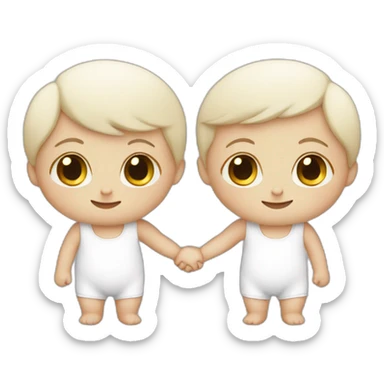 two white babies holding hands sticker