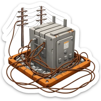 a collapsed electrical substation sticker