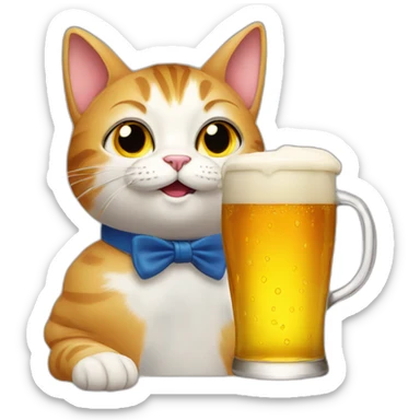 cat drink beer sticker