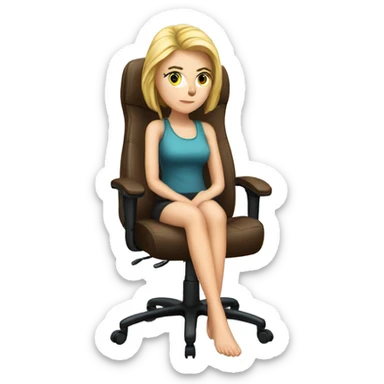 white girl thinking on a big gaming chair  sticker