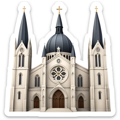 Cinematic Realistic St. Mary's Basilica Landmark Emoji, showcasing the iconic gothic church rendered with lifelike textures and soft, reverent lighting. sticker