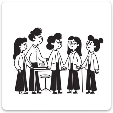 group of people in business attire, hand drawn doodle style sticker