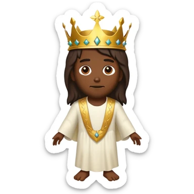 Dark skin christ Jesus with a gold crown walks sticker
