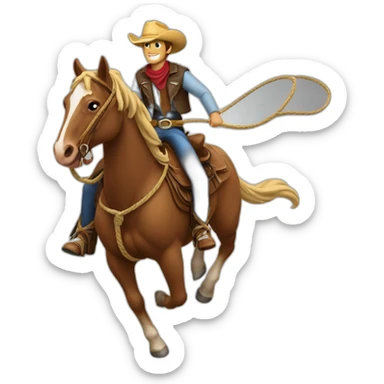 Cowboy riding horse lasso sticker