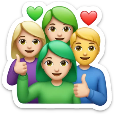 emojis for an alternative Microsoft teams. bright green with a techie vibe. Face expressions, thumbs up, and hearts. Hearts should me the only ones with multiple colours sticker
