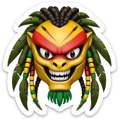 smiling predator from movie predator with rasta sticker