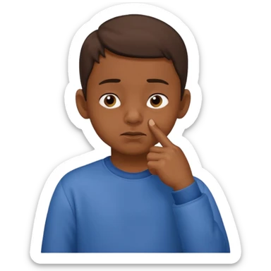 A boy pinching his nose with his thumb and index finger of his left hand because of a bad smell. sticker