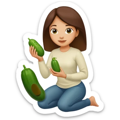 Mulher ajoelhada,com um pepino na mão sticker