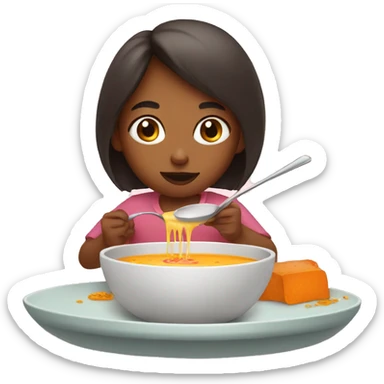 Girl eating soup sticker