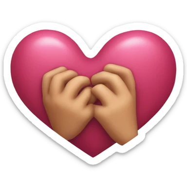 Manos de corazon y emoji casi llorando sticker